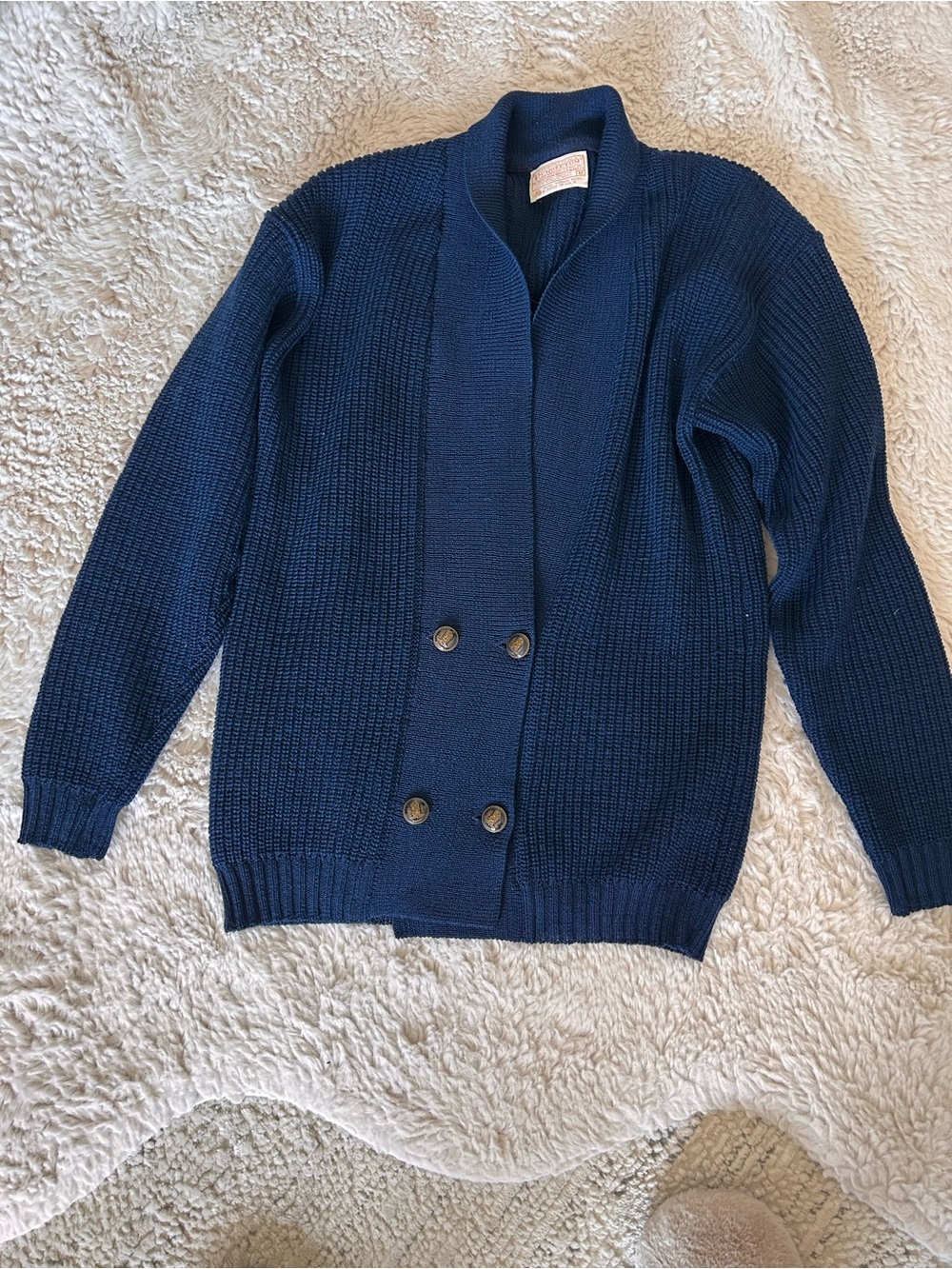 Pendleton Navy Ribbed shawl collar Sweater